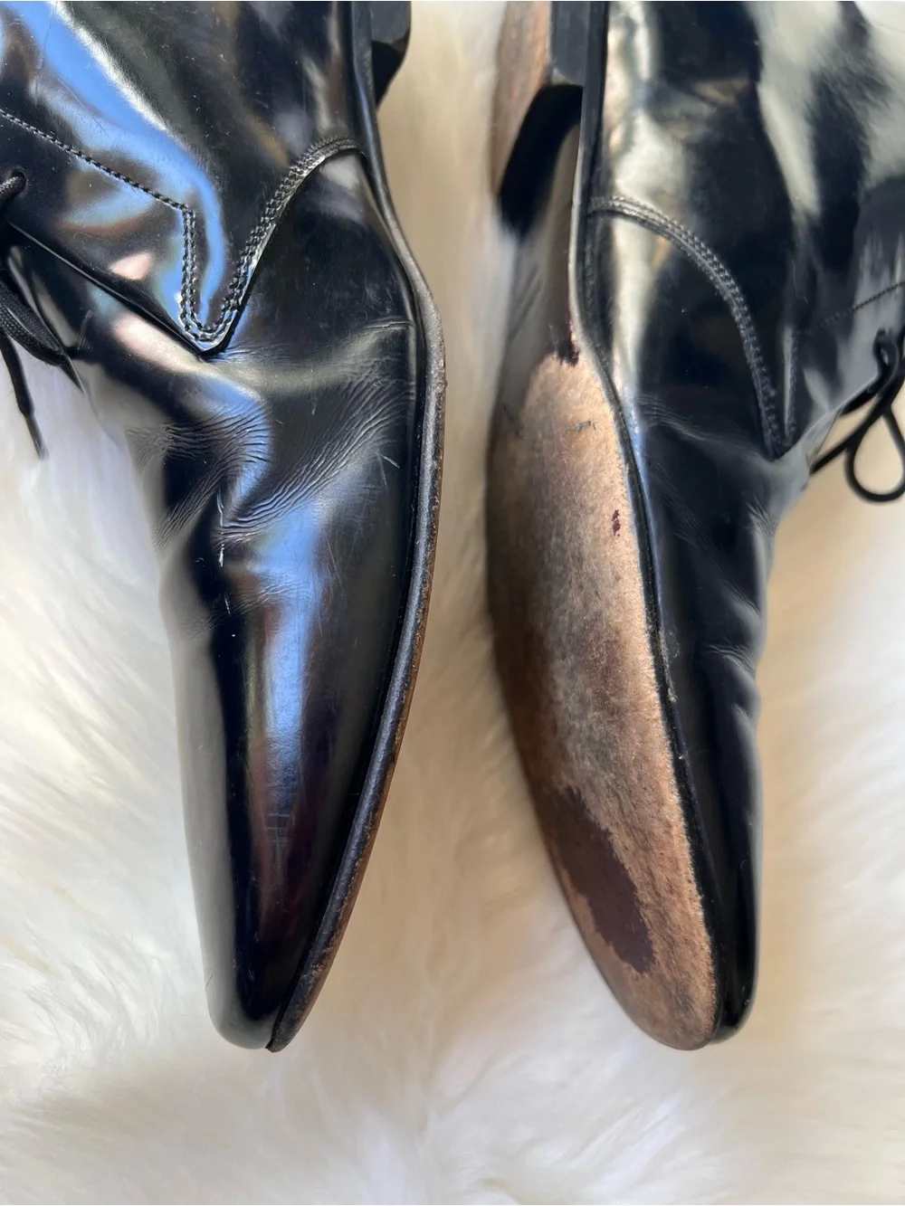 Burberry Leather Ankle Boots Sz 43 US 9.5 Patent Black Leather Lace Up